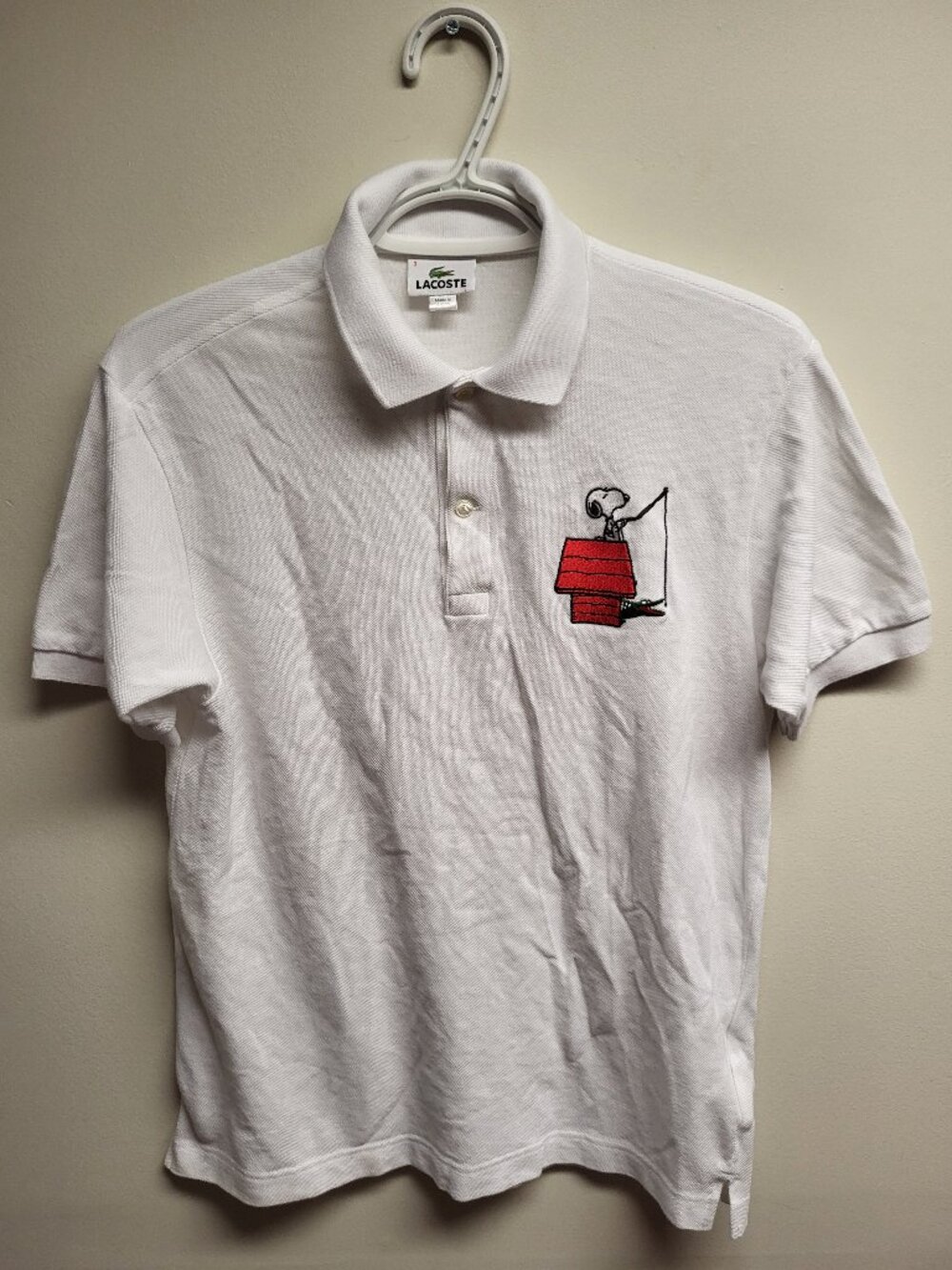 Lacoste x Peanuts Snoopy White Polo Shirt Men's Size 3 Made in Japan
